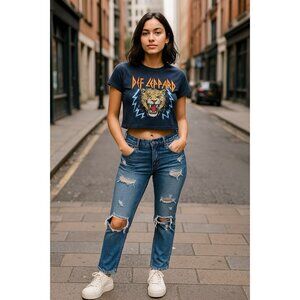 Express Stella Low Rise Skinny Distressed Jeans Blue Womens 4S Y2K Grunge